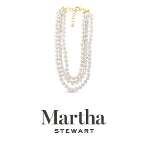 Martha Stewart Three Strand Pearl and Crystal Necklace In Gold, 18 Inches
